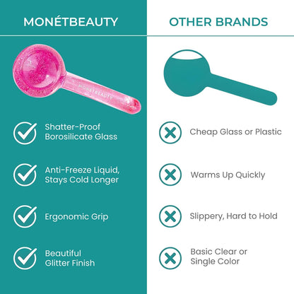Tighten Skin, Depuff & Sinus Relief? Try Ice Globes for Face, Freezer Safe Facial Globes for Daily Beauty Routines, Face Roller to Enhance Circulation and Complexion - Pink