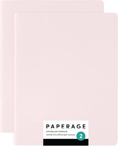 Soft Cover Blank Journal Notebook, 2 Pack, (Pink Blush), 100 Pages, Large 7.5 inches x 9.5 inches, Ideal for Sketch Book, Note Taking & Travel Journal