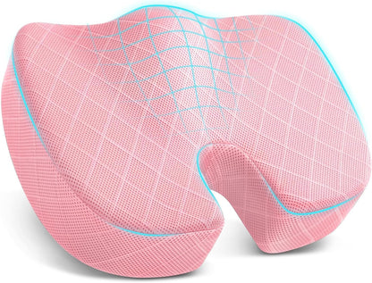 TushGuard Seat Cushion, Memory Foam Office Chair Cushion - Pink, Large