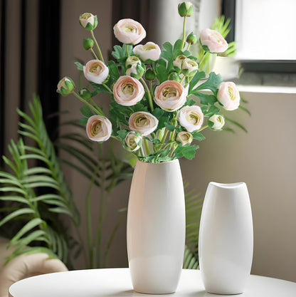 5PCS Artificial Ranunculus Flowers with Silk Flower Real Touch Stem Spray for Home Garden Office Decoration Wedding DIY Arrangements (Champagne Pink)