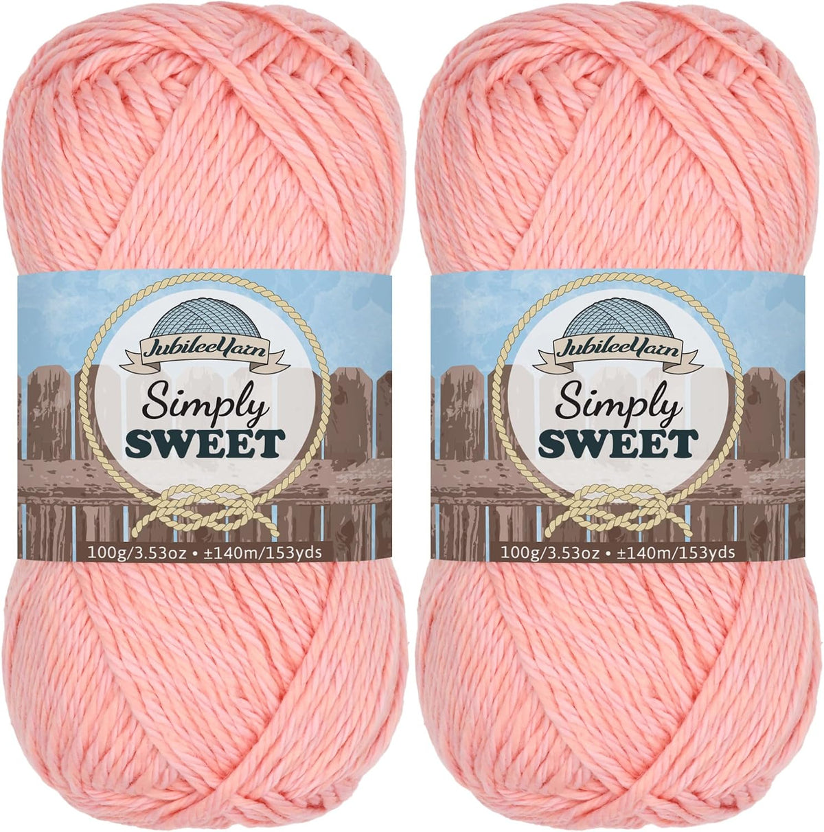 JubileeYarn Simply Sweet Yarn - Peach - 2 Skeins