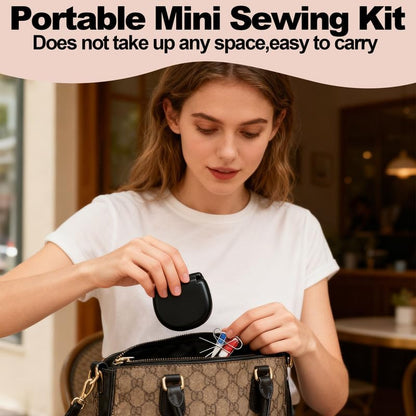 2 Pack Mini Travel Sewing Kit for Adult & Kid | Portable Sewing Box Kit Bulk | Small Emergency Repair Set with Thread Scissors Needle for Travel, Beginner DIY Handcraft | Black + Pink