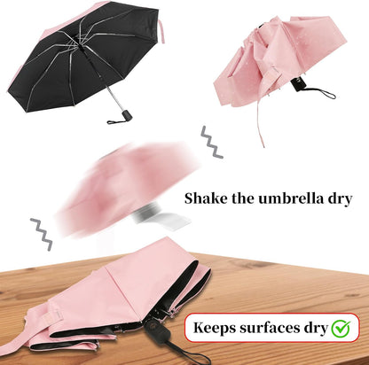 Automatic Mini Travel Umbrellas for Rain/Sun, Small Lightweight Folding Auto Open/Close Windproof Compact Umbrellas for Women Men, Fits Car & Backpack