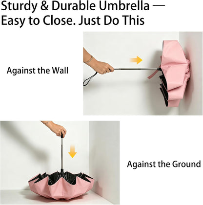 Automatic Mini Travel Umbrellas for Rain/Sun, Small Lightweight Folding Auto Open/Close Windproof Compact Umbrellas for Women Men, Fits Car & Backpack