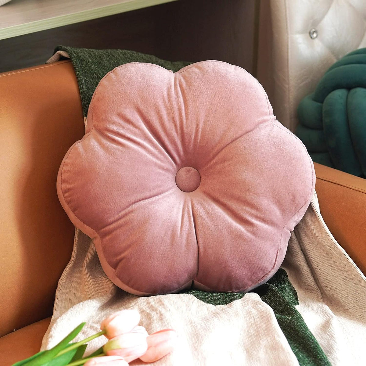 Flower Shaped Throw Pillow Velvet Decorative Cute Throw Pillows