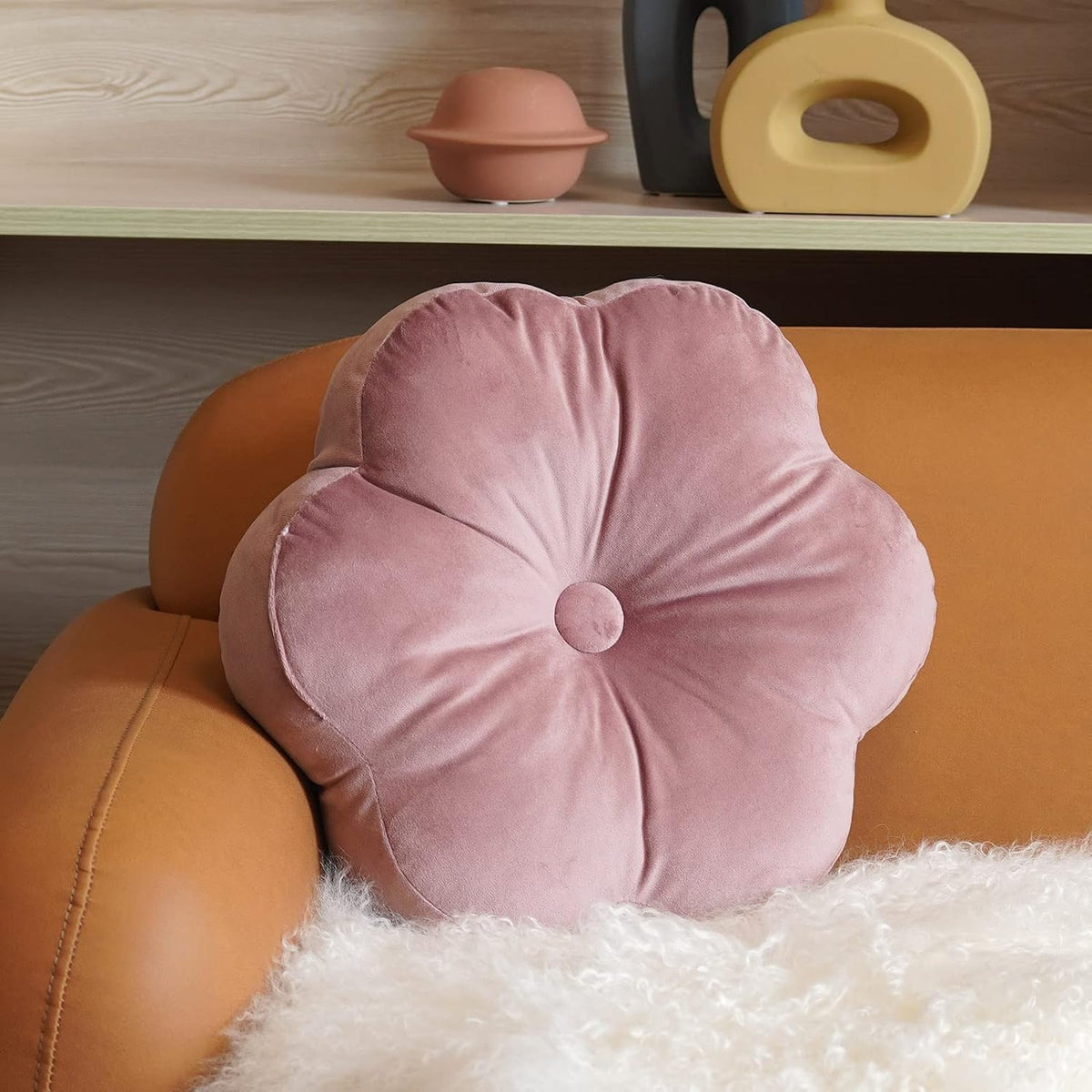 Flower Shaped Throw Pillow Velvet Decorative Cute Throw Pillows