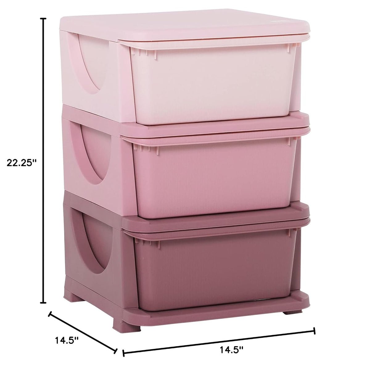 3 Drawers Kids Storage Unit 3 Tier Toy Organizers Pink