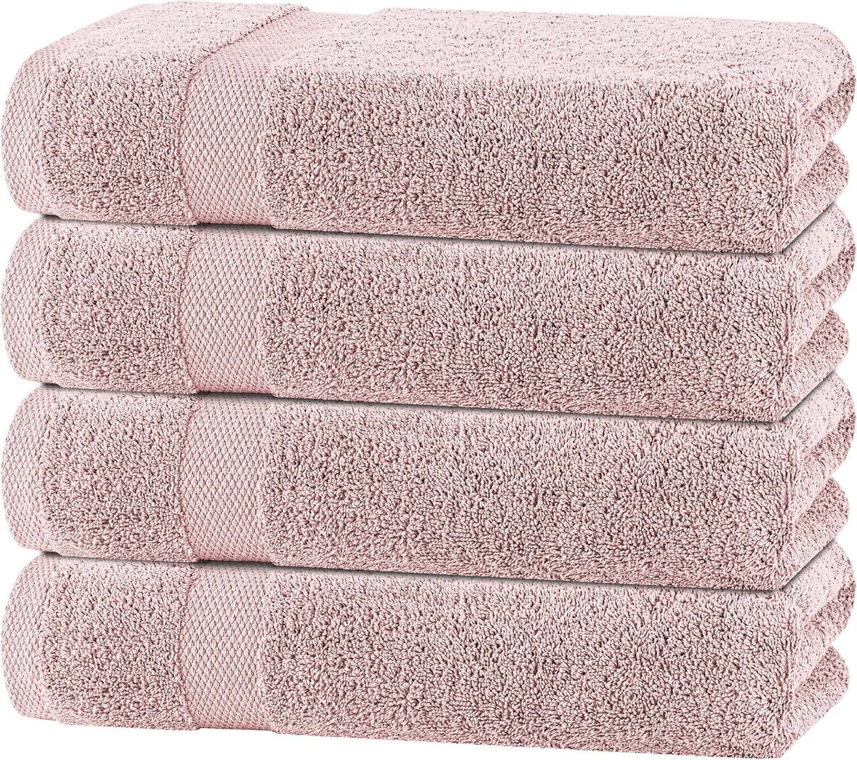 Pink Bath Towels 27x54 Inch, Cotton Towel Set for Bathroom, Hotel, Gym, Spa, Soft Extra Absorbent Quick Dry 4 Pack