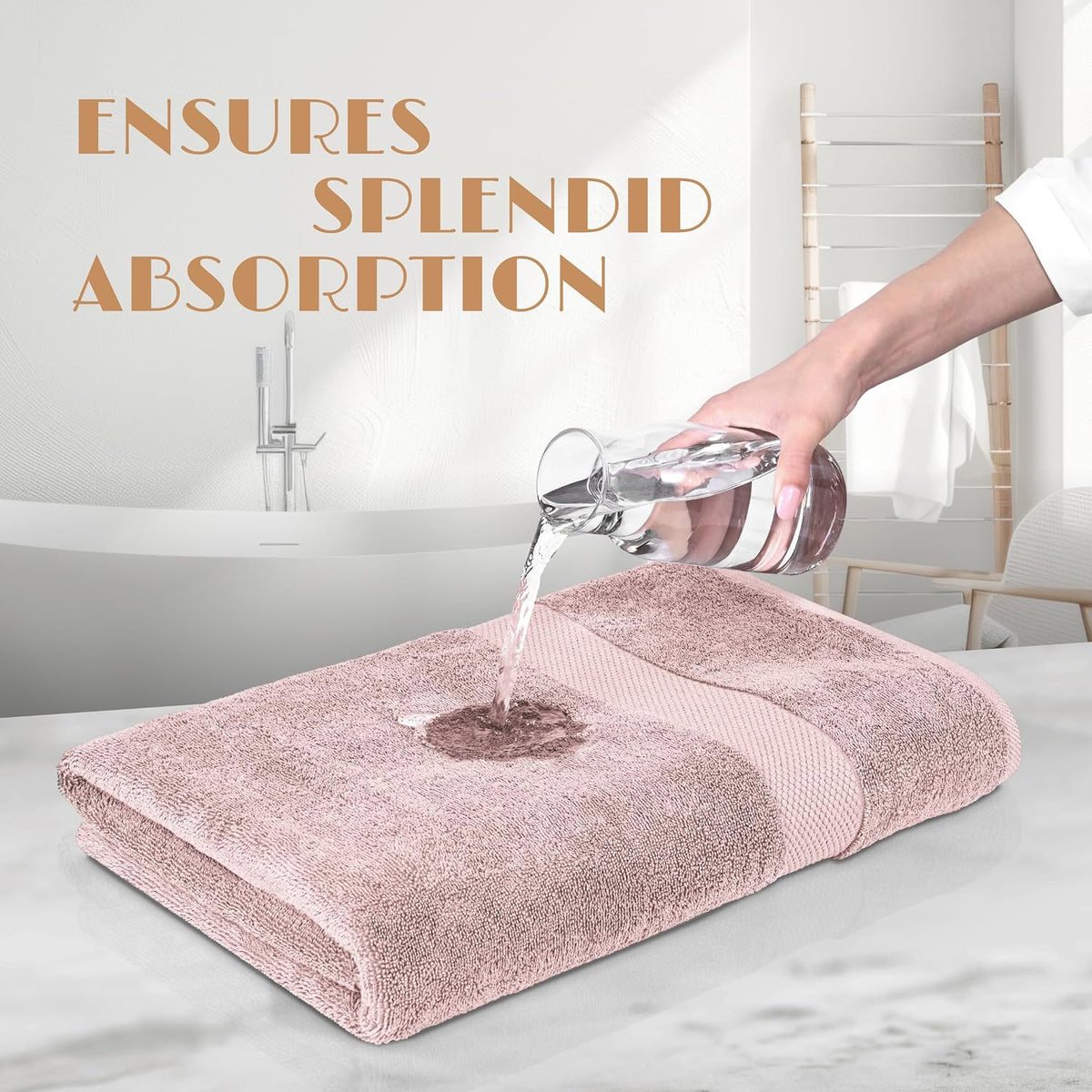 Pink Bath Towels 27x54 Inch, Cotton Towel Set for Bathroom, Hotel, Gym, Spa, Soft Extra Absorbent Quick Dry 4 Pack