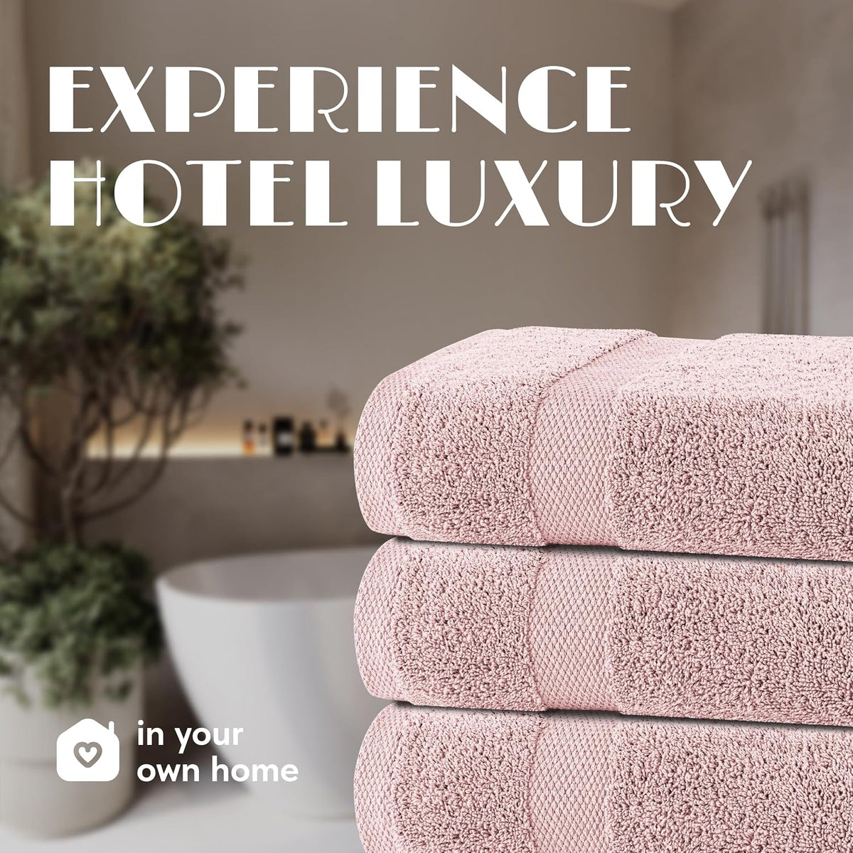 Pink Bath Towels 27x54 Inch, Cotton Towel Set for Bathroom, Hotel, Gym, Spa, Soft Extra Absorbent Quick Dry 4 Pack