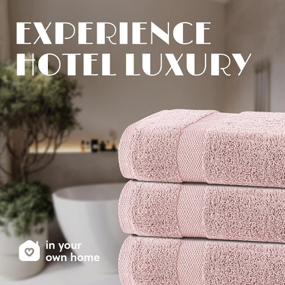 Pink Bath Towels 27x54 Inch, Cotton Towel Set for Bathroom, Hotel, Gym, Spa, Soft Extra Absorbent Quick Dry 4 Pack