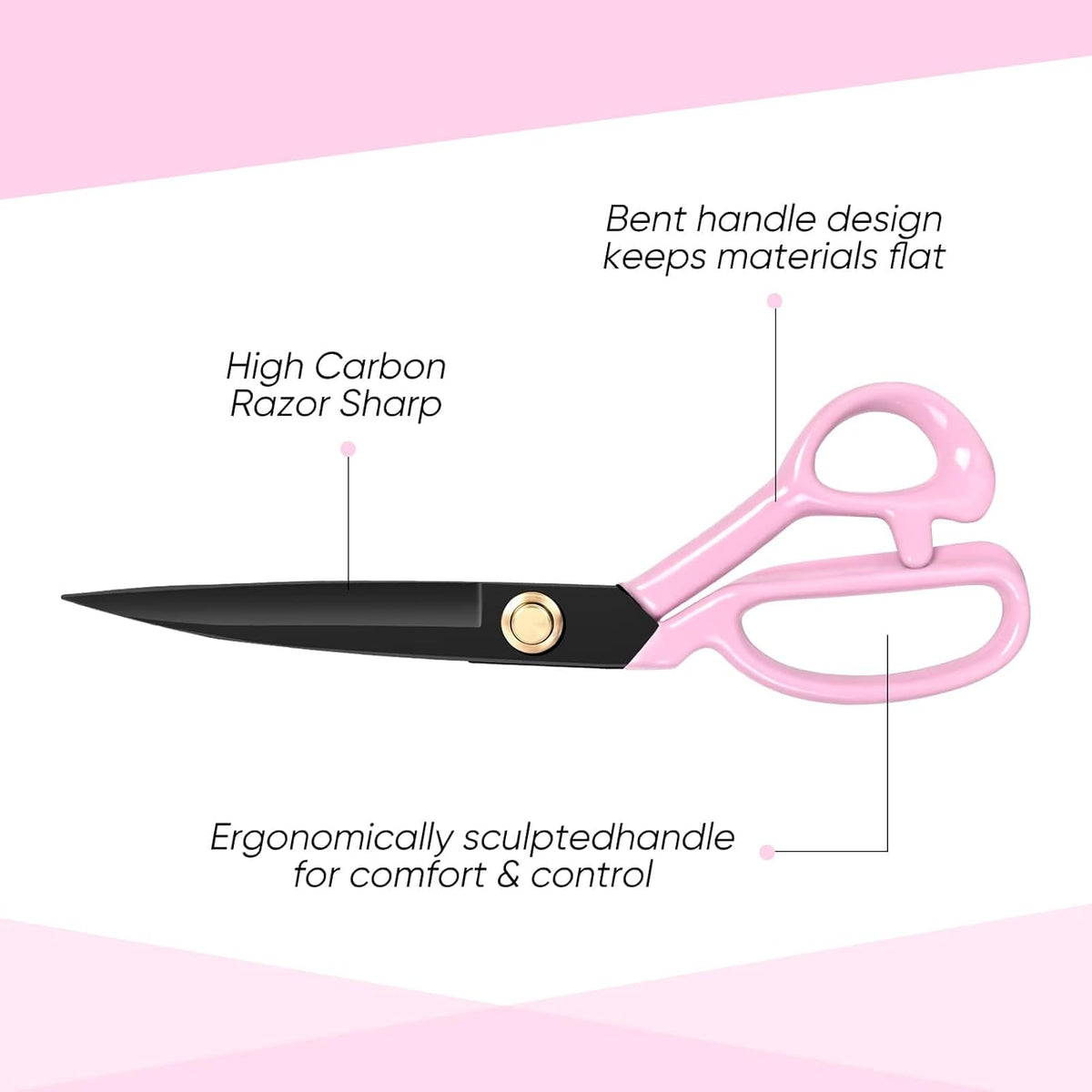 Professional Tailor Scissors Heavy Duty - Multi-Purpose Sewing Fabric Scissors for Leather Cutting Industrial Sharp Shears Home Office Arts, and Crafts (10 Inch) Pink