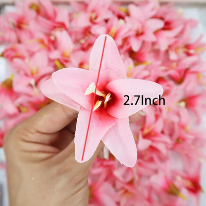 20 Pcs Artificial Lily Flower Head, Dark Pink
