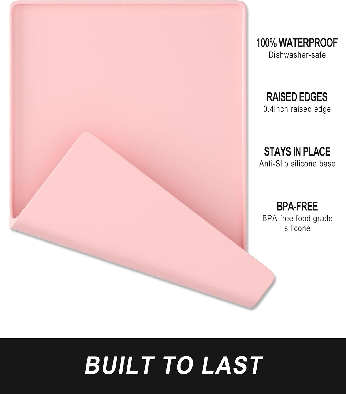 Silicone Coffee Mat, 12" x 19" Waterproof & Easy Clean Raised Edge Coffee Bar Mats for Espresso Machine Station Accessories, Heat Resistant Non-Slip Dish Drying Pad for Kitchen Counter, Pink