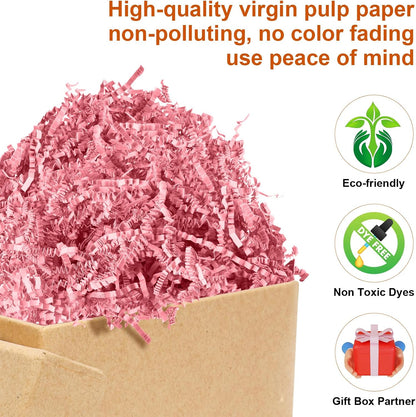 Crinkle Paper Filler, Shredded Paper For Gift Baskets 1/2LB (8 oz) , Pink Valentine's Gifts Day Baskets Grass, Crinkle Cut Papers Shred For Birthdays, Easter, Mother's Day, Weddings,Boxes Bags, Basket Filler ,Anniversaries,Gift Wrapping