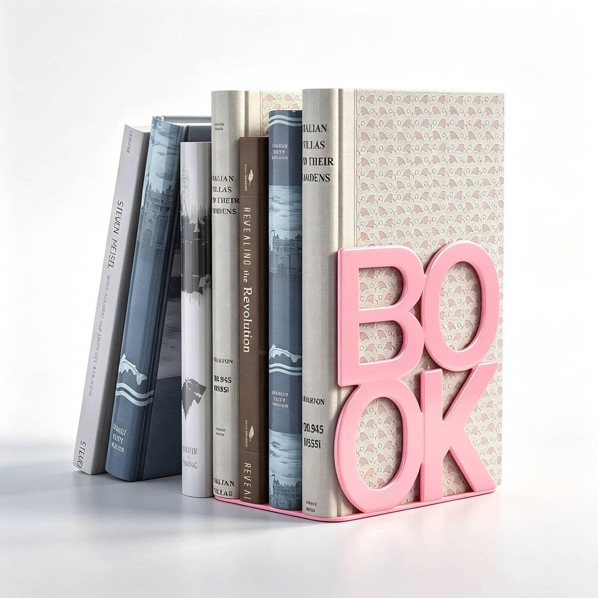Book Ends Pink Metal BookEnds for Bookrack Desk,Books