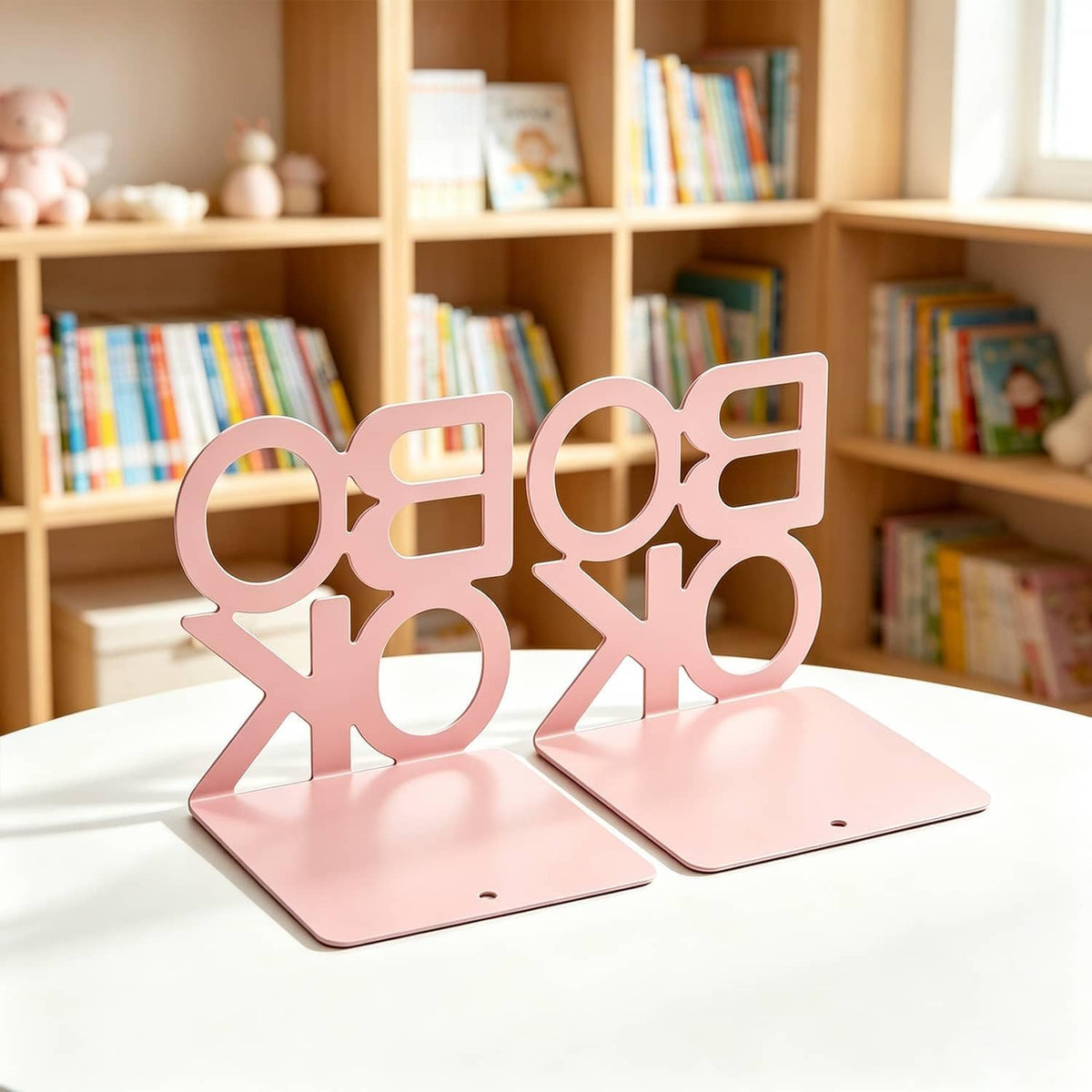 Book Ends Pink Metal BookEnds for Bookrack Desk,Books
