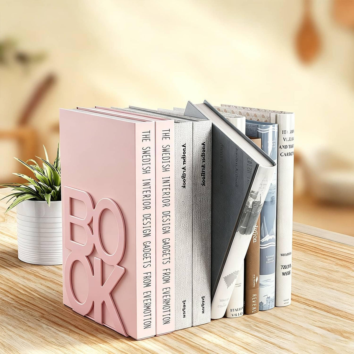 Book Ends Pink Metal BookEnds for Bookrack Desk,Books