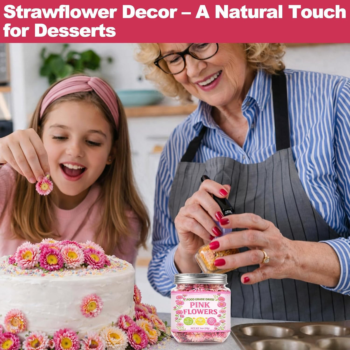 50+ Edible Dried Pink Flowers for Cake Decorations & Cocktail Garnish