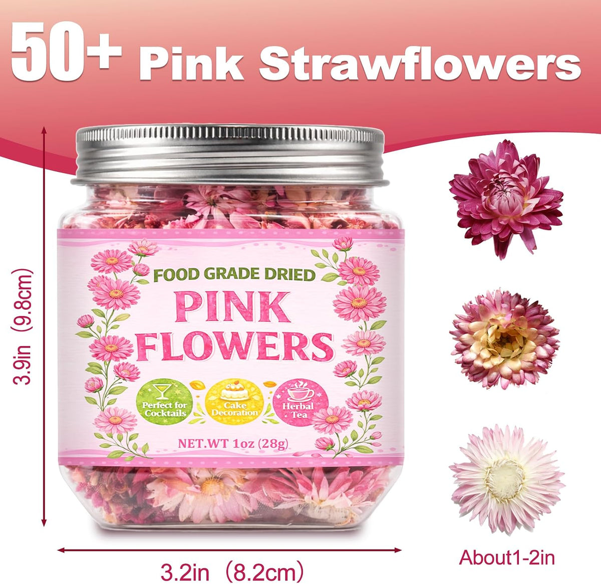 50+ Edible Dried Pink Flowers for Cake Decorations & Cocktail Garnish