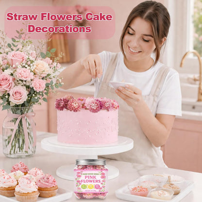 50+ Edible Dried Pink Flowers for Cake Decorations & Cocktail Garnish