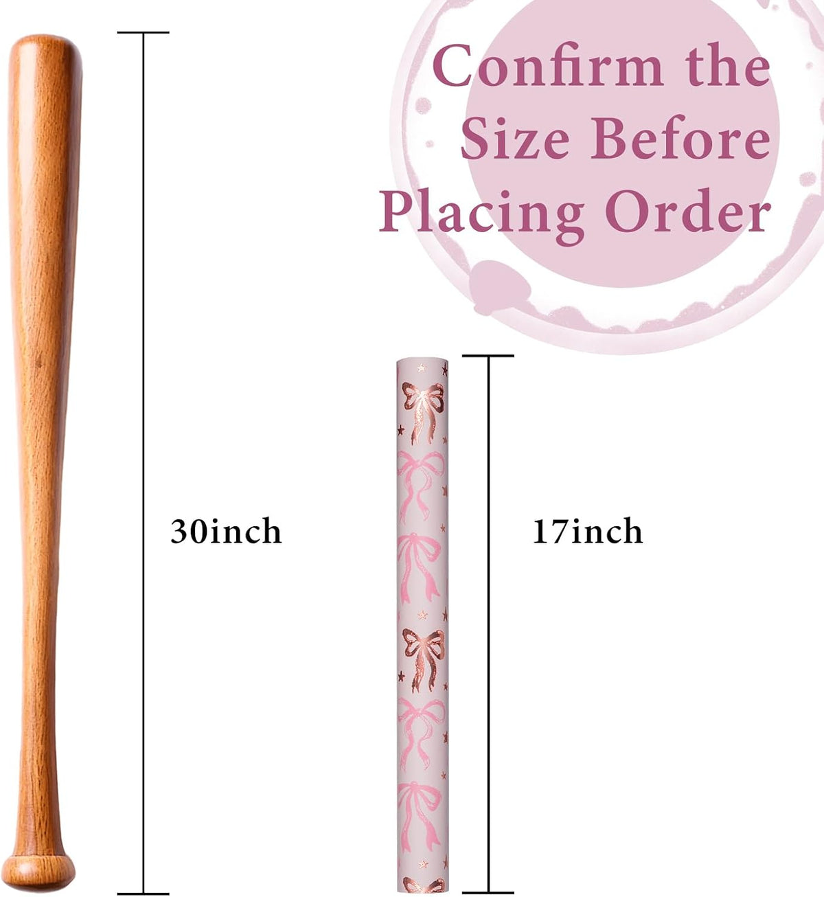 Pink Wrapping Paper Roll, Cute Bow Gift Wrap