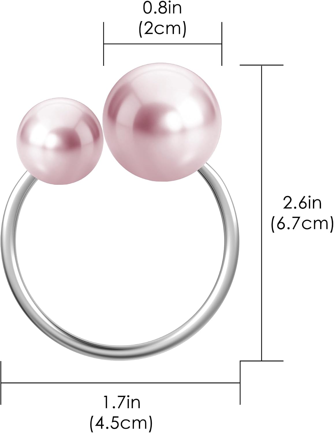 6Pcs Pearl Napkin Rings - Metallic Wedding Serviette Holders for Table Decor, Birthday & Bridal Party Dining Accessories (Pink)