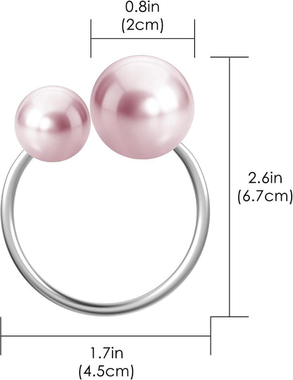 6Pcs Pearl Napkin Rings - Metallic Wedding Serviette Holders for Table Decor, Birthday & Bridal Party Dining Accessories (Pink)