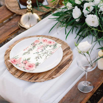 FYSUIMU 100 Pcs Greenery Floral Guest Napkins Spring Rose Flower Eucalyptus Leaves Disposable Napkins Watercolor Dinner Hand Towel Paper Napkin for Mother's Day Wedding Party Table Bathroom Supplies