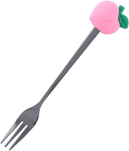 Cute Fruit Shaped Coffee Spoons Stainless Steel Little Teaspoons Dessert Spoon Ice Cream Spoon for Home, Office, Restaurant(Peach Fork), AM17CD06LH8US
