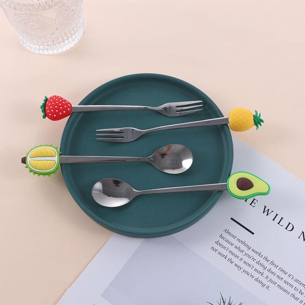 Cute Fruit Shaped Coffee Spoons Stainless Steel Little Teaspoons Dessert Spoon Ice Cream Spoon for Home, Office, Restaurant(Peach Fork), AM17CD06LH8US