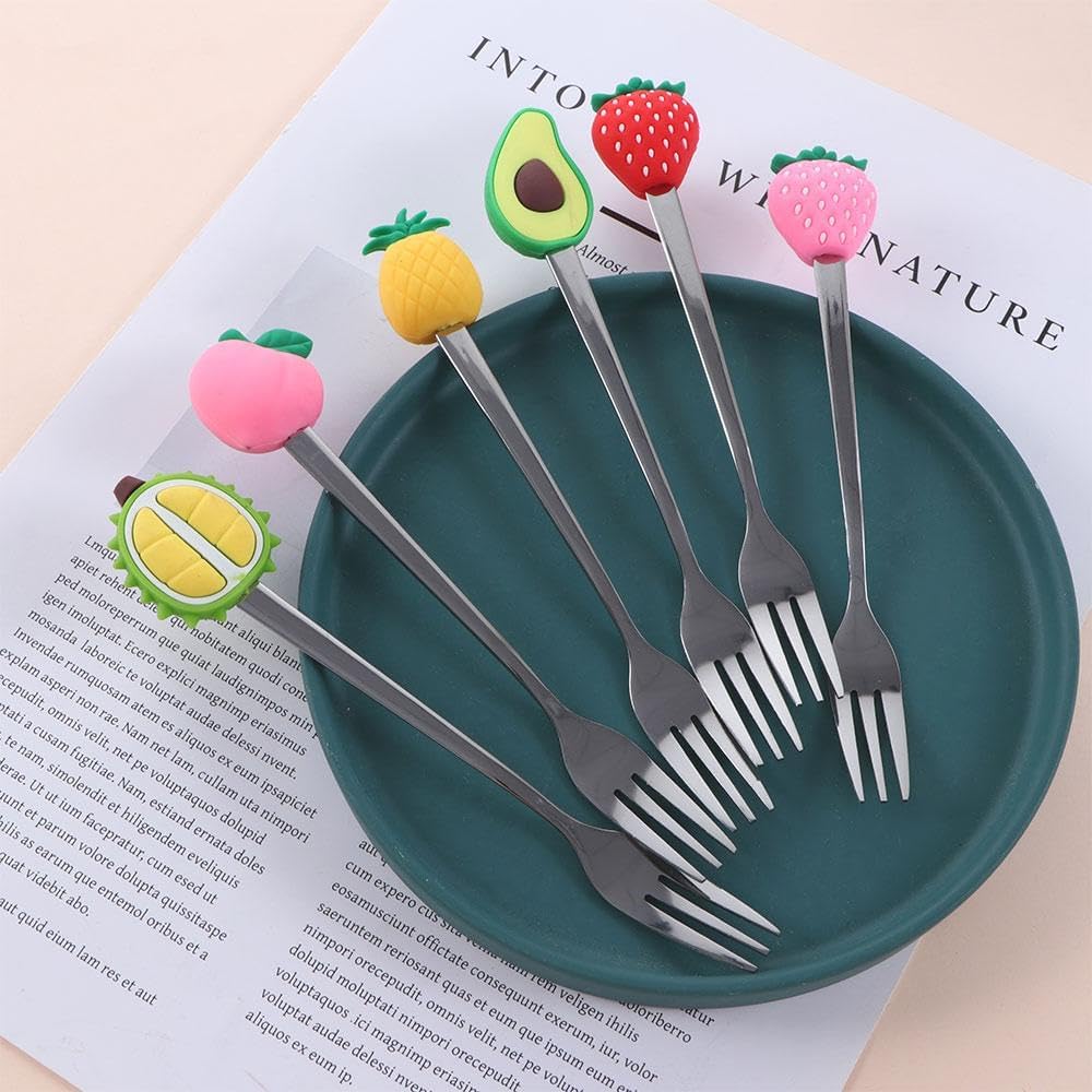 Cute Fruit Shaped Coffee Spoons Stainless Steel Little Teaspoons Dessert Spoon Ice Cream Spoon for Home, Office, Restaurant(Peach Fork), AM17CD06LH8US