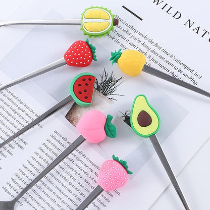 Cute Fruit Shaped Coffee Spoons Stainless Steel Little Teaspoons Dessert Spoon Ice Cream Spoon for Home, Office, Restaurant(Peach Fork), AM17CD06LH8US