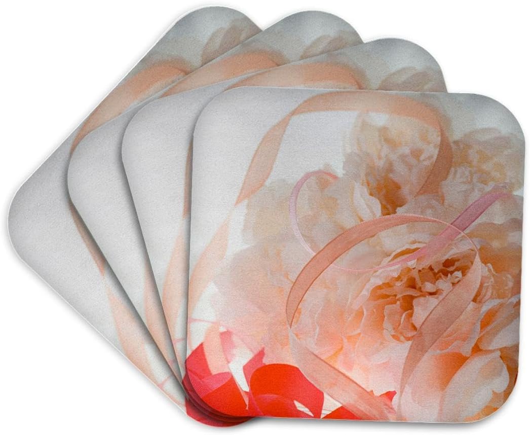 Pink Flowers and Light Set of 4 Coasters - Cork