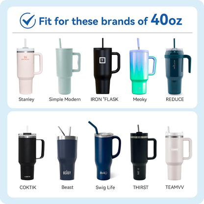 Straight Metal Straws for Stanley 40oz, Reusable Stainless Steel Straws