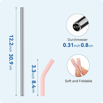 Straight Metal Straws for Stanley 40oz, Reusable Stainless Steel Straws