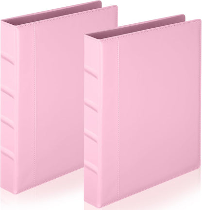 2 Pcs 3 Ring Leather Binder Letter Size,1.5 Inch,Light Pink