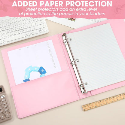 2 Pcs 3 Ring Leather Binder Letter Size,1.5 Inch,Light Pink