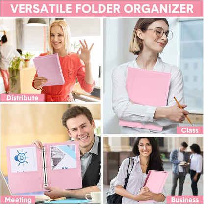 2 Pcs 3 Ring Leather Binder Letter Size,1.5 Inch,Light Pink