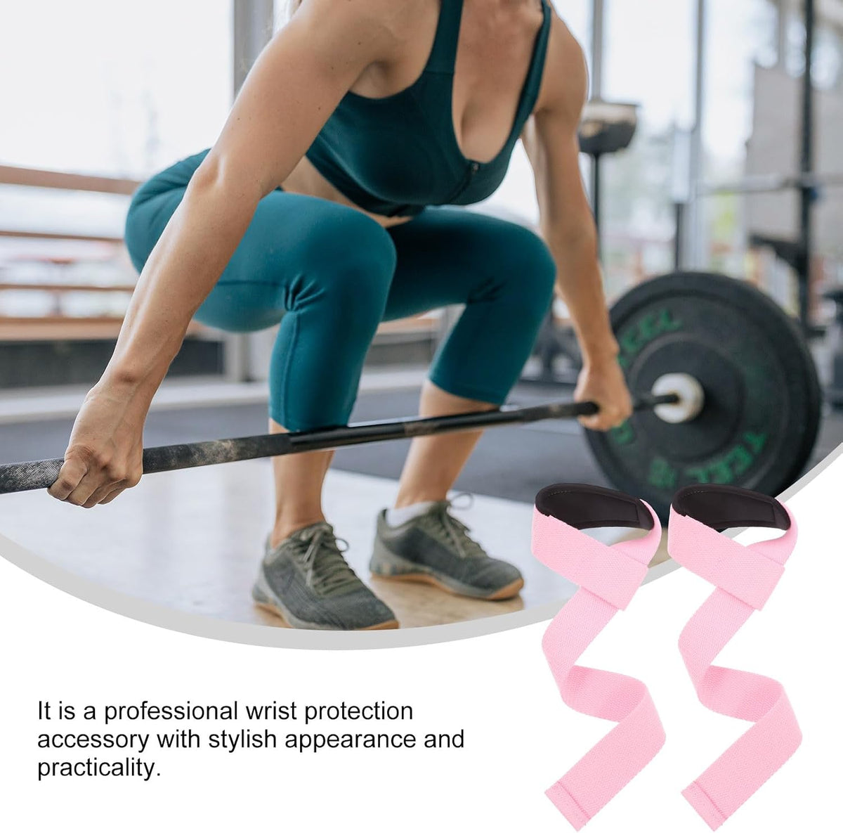 2pcs Wrist Support Weightlifting Straps Pink Anti-slip Grip Straps for Women Gym Workout Deadlift and Pull-up Training
