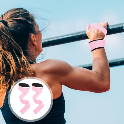 2pcs Wrist Support Weightlifting Straps Pink Anti-slip Grip Straps for Women Gym Workout Deadlift and Pull-up Training