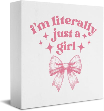 Dorm Room Decor for Teen Girls: Pink Desk Accessories, Clean Girl Room Decor, Pink Bathroom Wooden Box Sign
