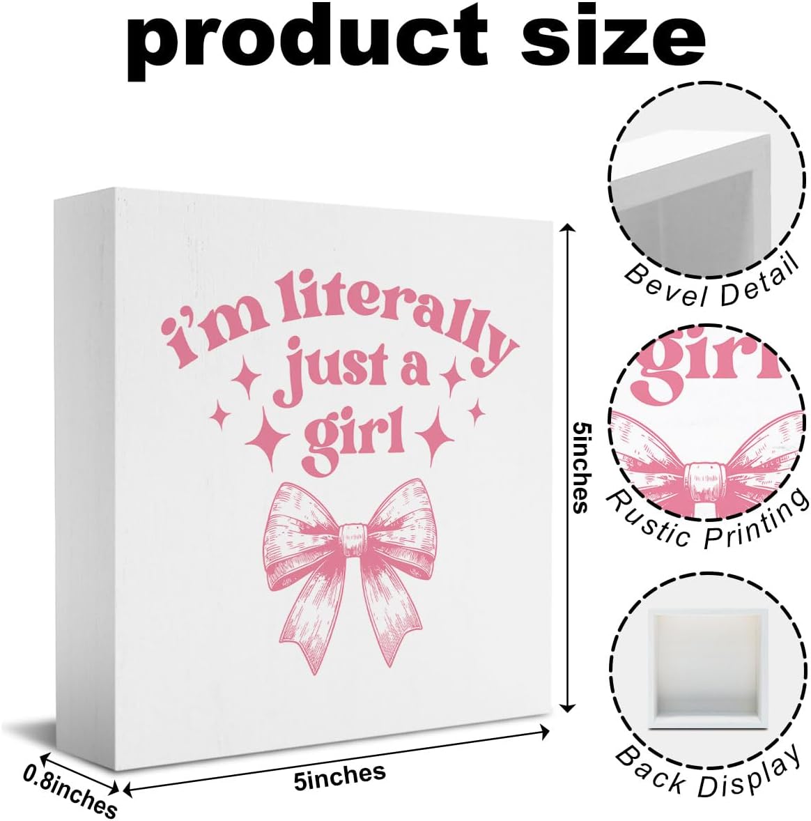 Dorm Room Decor for Teen Girls: Pink Desk Accessories, Clean Girl Room Decor, Pink Bathroom Wooden Box Sign