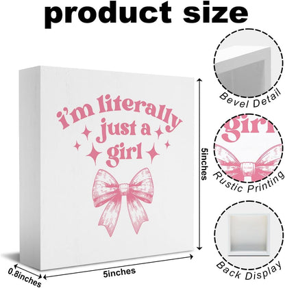 Dorm Room Decor for Teen Girls: Pink Desk Accessories, Clean Girl Room Decor, Pink Bathroom Wooden Box Sign