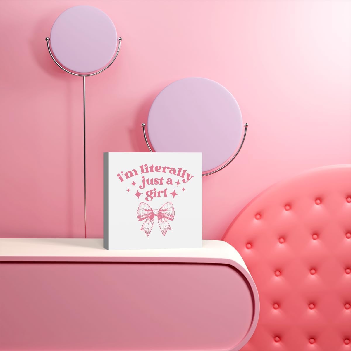 Dorm Room Decor for Teen Girls: Pink Desk Accessories, Clean Girl Room Decor, Pink Bathroom Wooden Box Sign