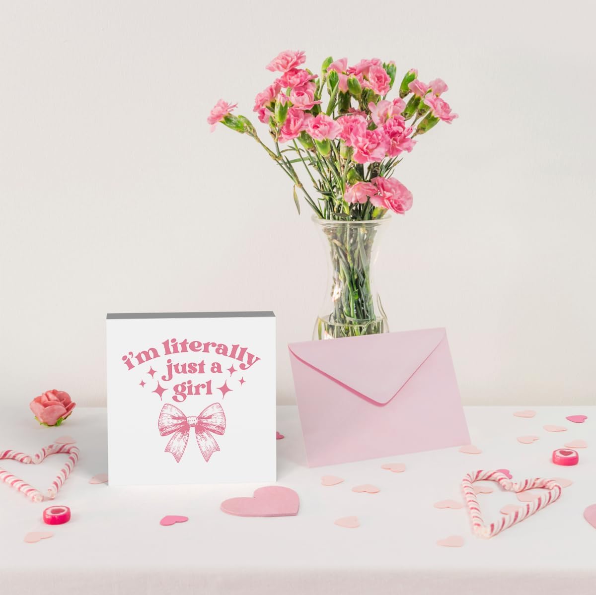 Dorm Room Decor for Teen Girls: Pink Desk Accessories, Clean Girl Room Decor, Pink Bathroom Wooden Box Sign