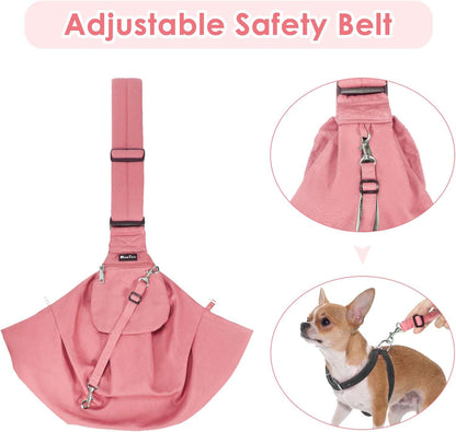Dog Carrier Sling - Thick Padded Shoulder Strap Adjustable, Peach M