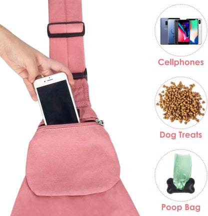Dog Carrier Sling - Thick Padded Shoulder Strap Adjustable, Peach M