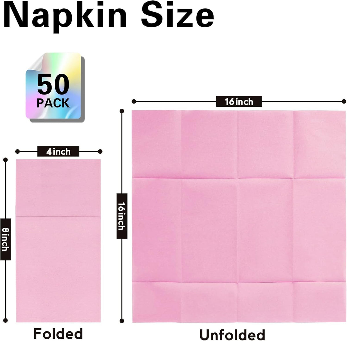 Pink Napkins Hand Towels Disposable, Linen Feel Dinner Napkins with Prefolded Built-in Flatware Pocket, Guest Paper Hand Towels For Wedding, Dinner Or Party (16x16in, 50Pack）