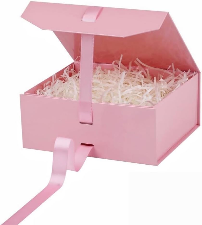 1 Pink Gift Box 8x7X3.9 Inch,Magnetic Lid Collapsible Gift Box